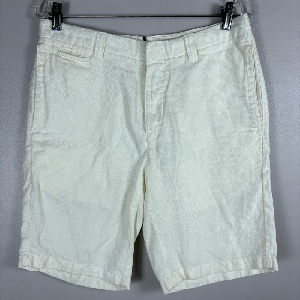 Baird‎ McNutt Men's 32 Ivory Linen Blend Button Fly Murano Slim Fit Chino Shorts